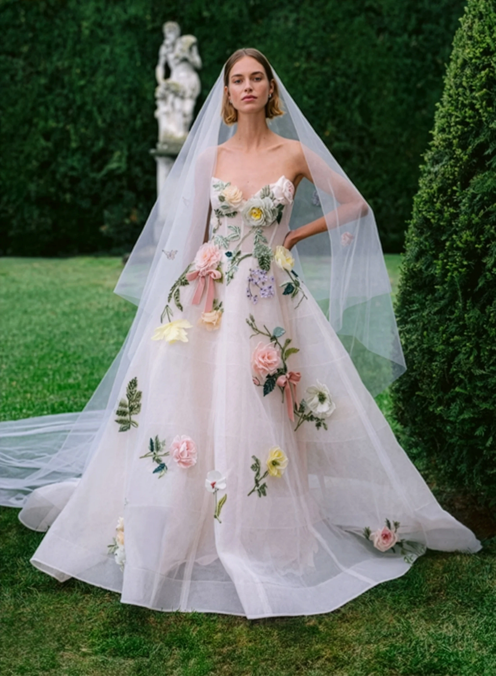 Model wearing a bridal gown.