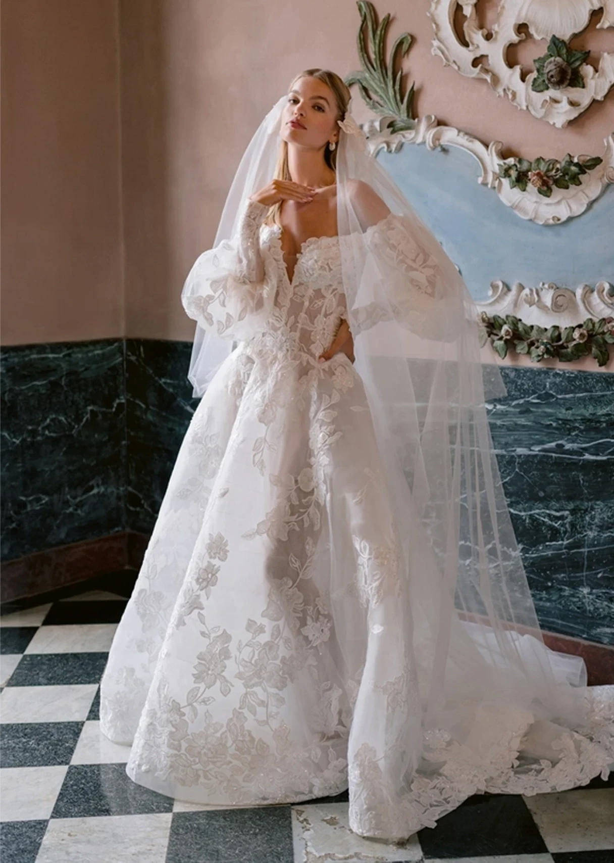 Photo of a model wearing a bridal gown.